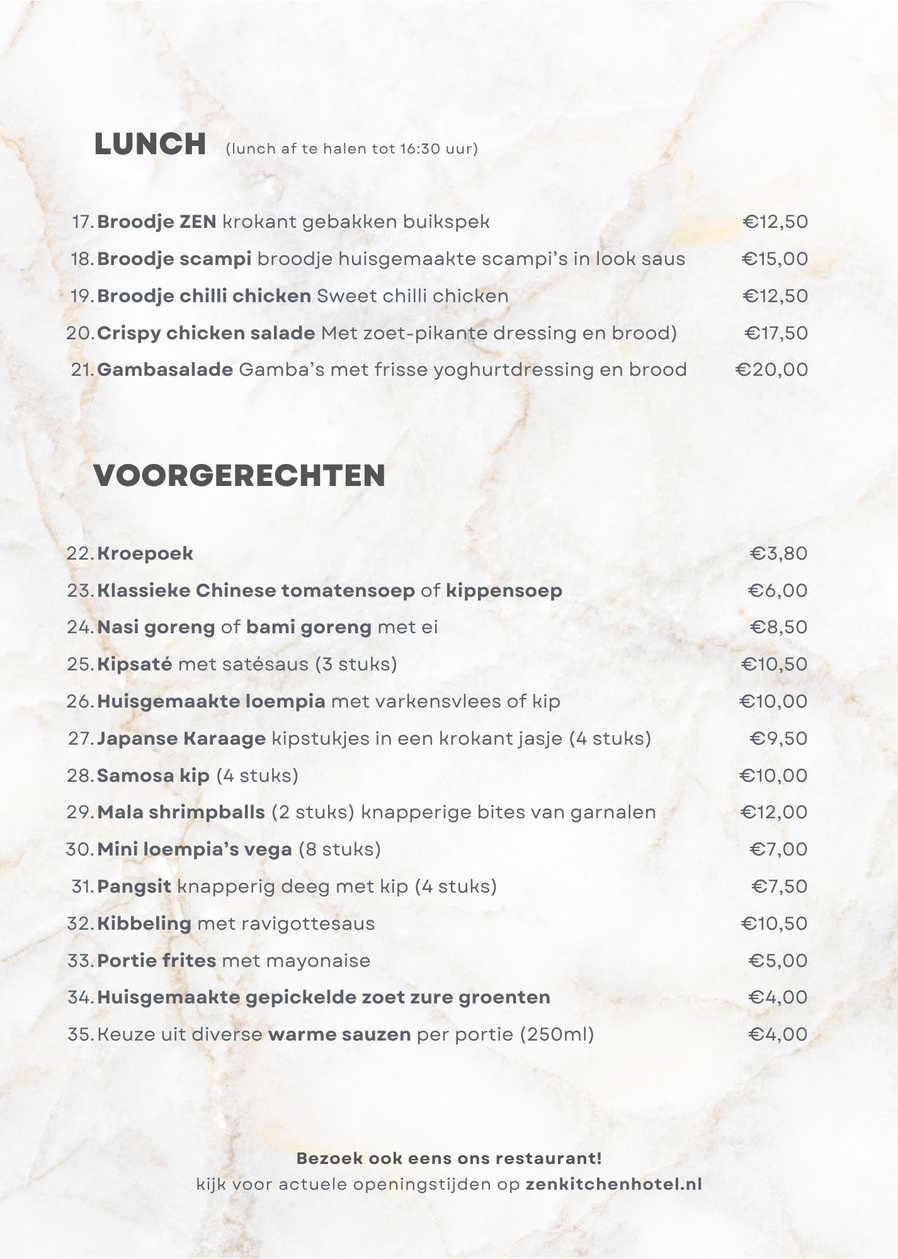 Take-out menu
