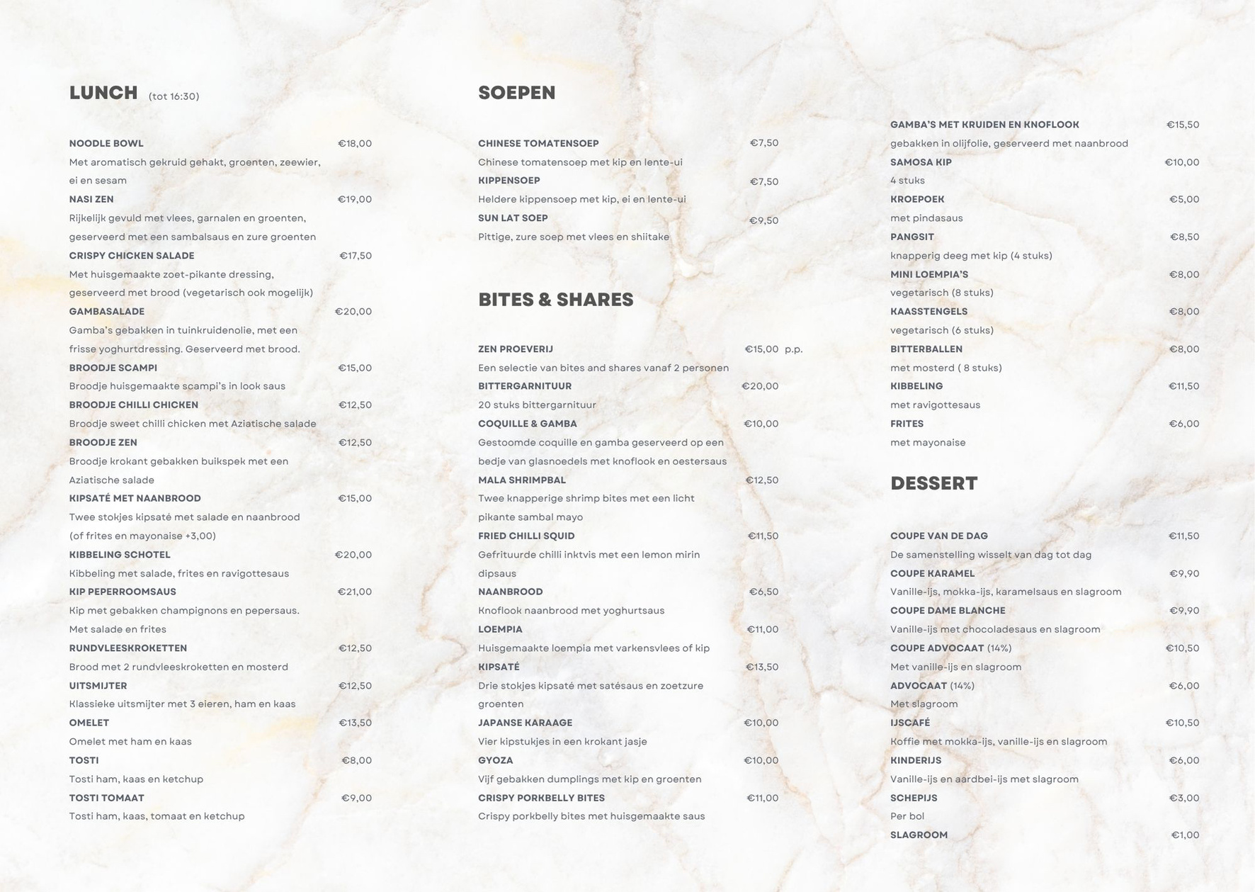 Restaurant menu Restaurant menu