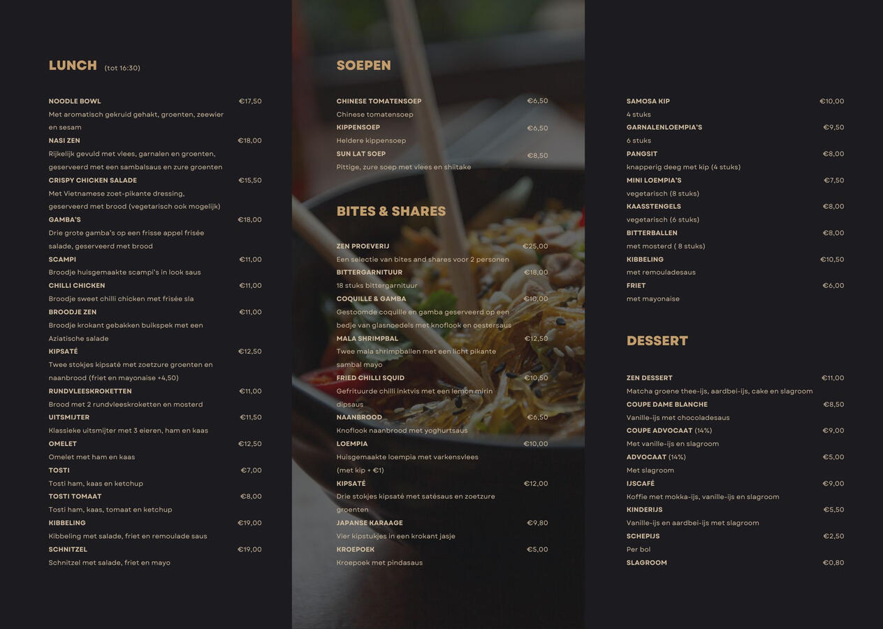 Restaurant menu