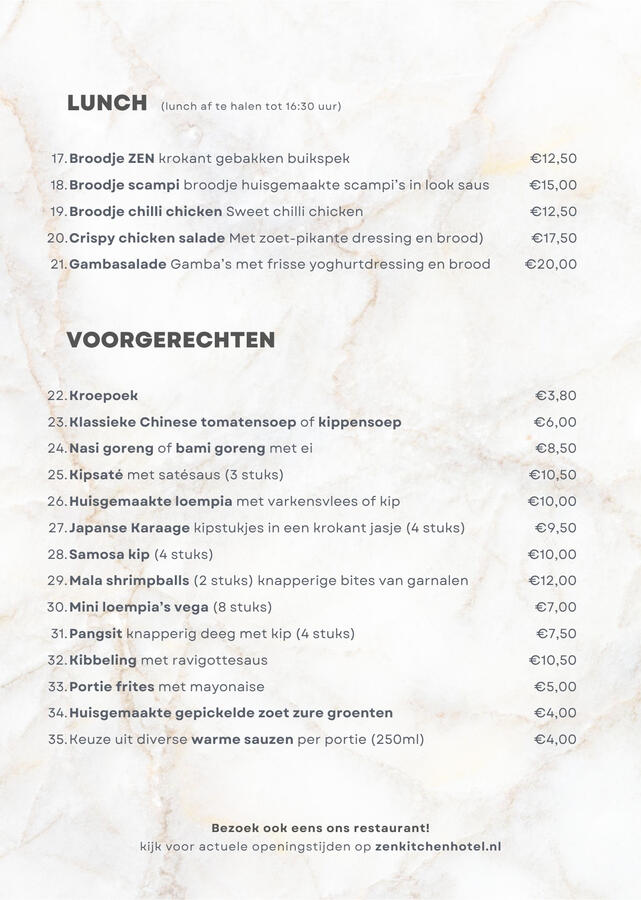 Take-out menu